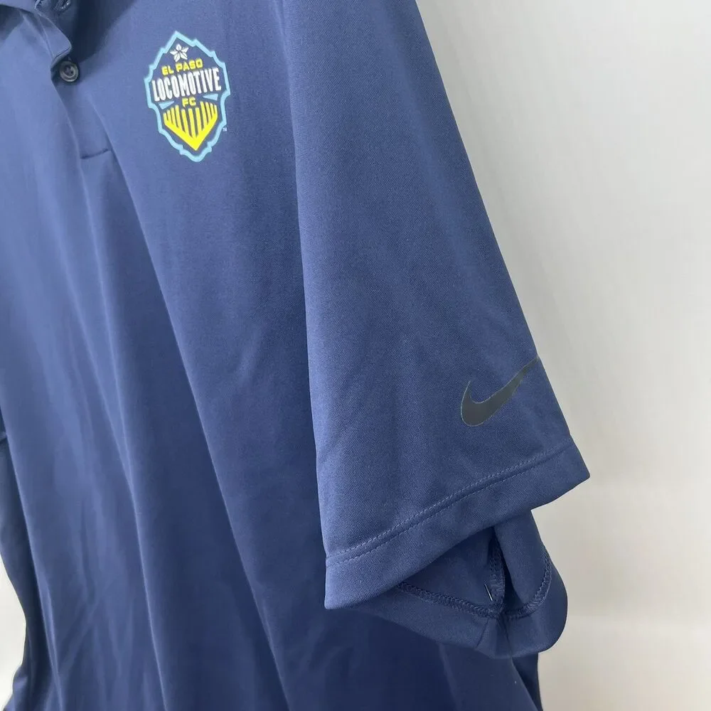 NEW El Paso Locomotive FC Nike Golf Navy Blue Polo Shirt Dri Fit 2XL